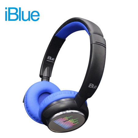 AUDIFONO C/MICROF. IBLUE MIRROR H016 ILUMINADO BLUETOOTH/FM/MICRO SD/AUX BLACK/BLUE (PN H016-BB)